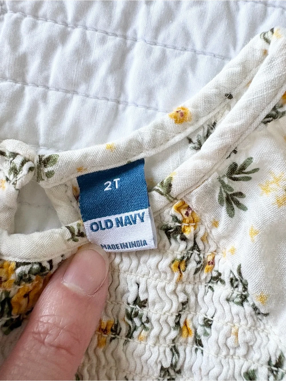 Old Navy Floral Smocked Peasant Top - White & Yellow - Toddler Girls Size 2T